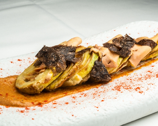 Trashumante _ Alcachofas con romesco y lascas de foie