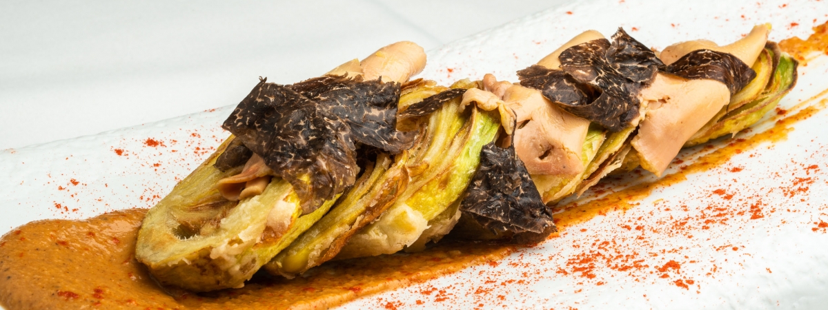 Trashumante _ Alcachofas con romesco y lascas de foie